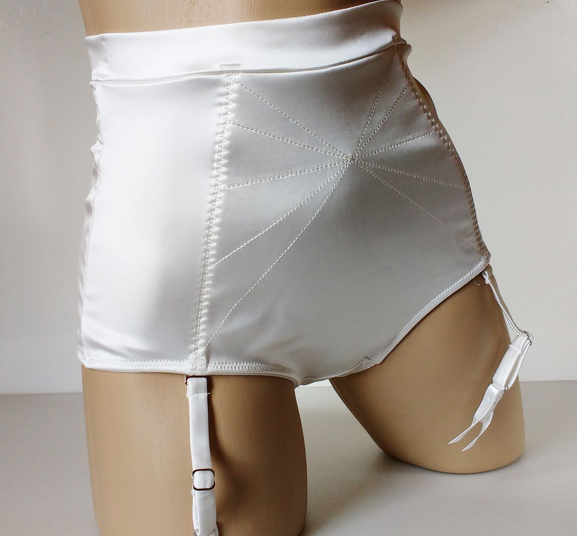 Luxury Ivory Satin Waist High Garter Panties Suspender Knickers Xs Uk 8